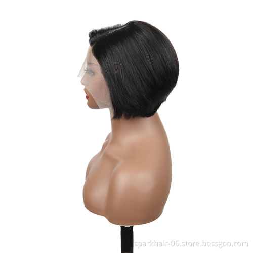 Perruque Pixie Cut Wig Human Hair Curly Bob Short Pixie Cut Lace Wig Bleached Knots Lace Frontal 13x4 Pixie Wig With Baby Hair